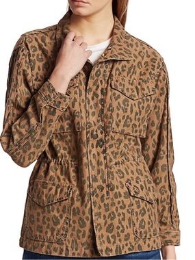 FRAME Denim Cheetah Print Cargo Utility Jacket